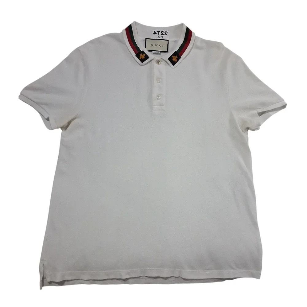 Gucci Mens size XL Preppy Old Money Designer Bee Collar Polo Coastal New England